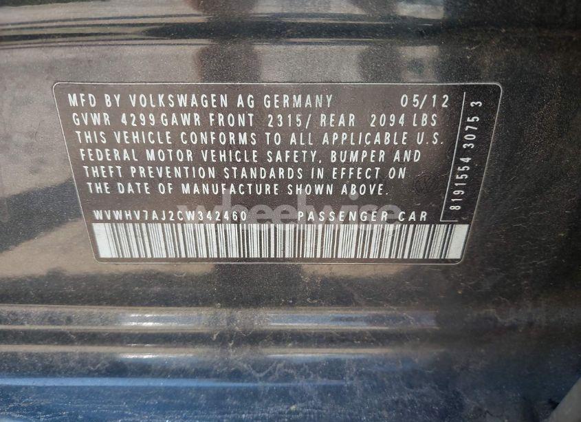 Photo 9 of 2012 Volkswagen Gti 4-DOOR (VIN WVWHV7AJ2CW342460)