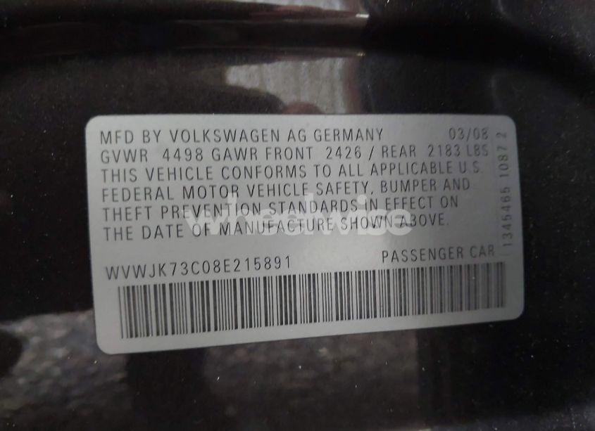 Photo 9 of 2008 Volkswagen Passat TURBO (VIN WVWJK73C08E215891)