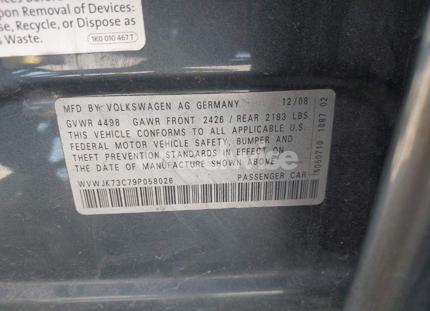 Photo 9 of 2009 Volkswagen Passat KOMFORT (VIN WVWJK73C79P058026)