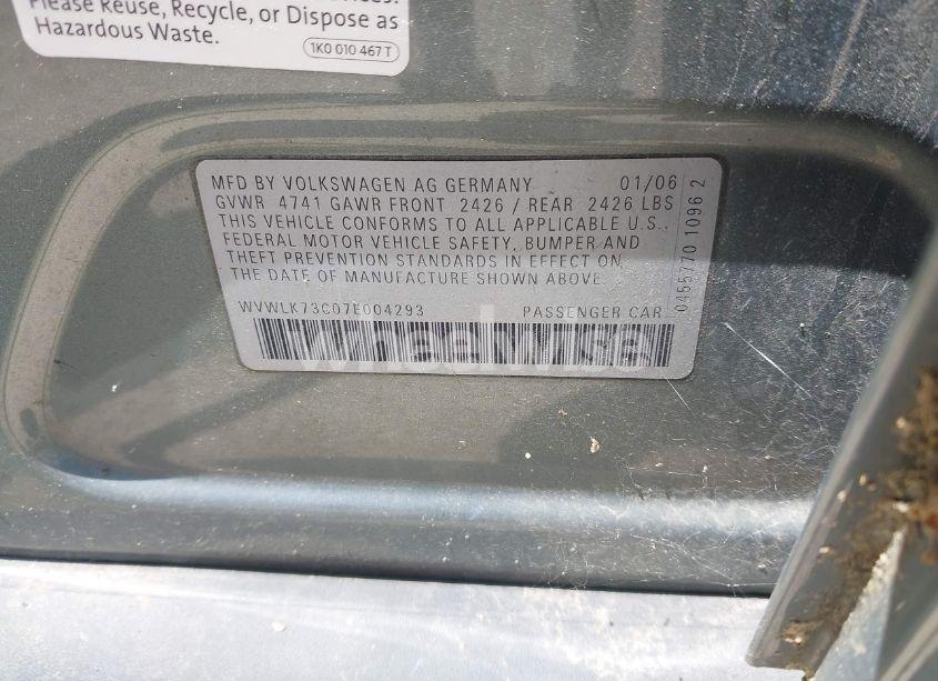 Photo 9 of 2007 Volkswagen Passat 2.0T (VIN WVWLK73C07E004293)