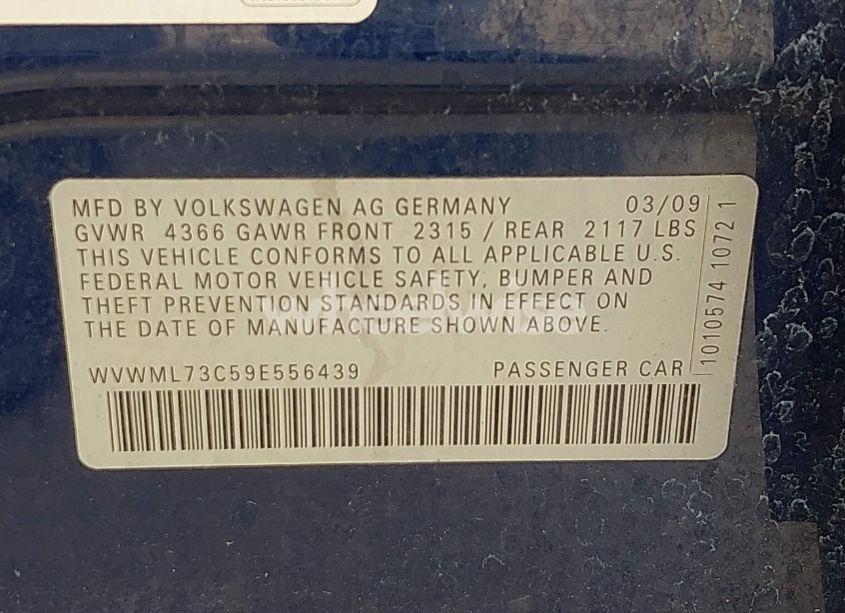 Photo 9 of 2009 Volkswagen Cc SPORT (VIN WVWML73C59E556439)