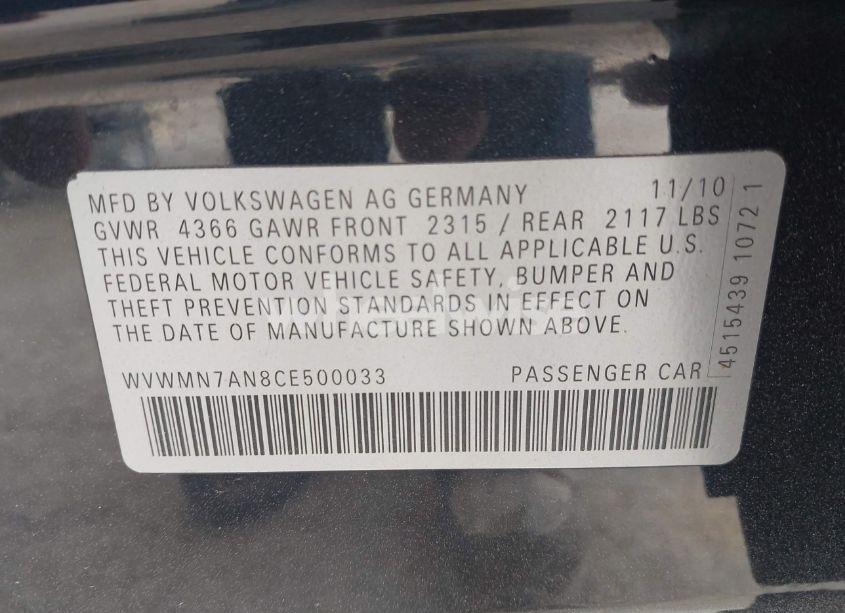 Photo 9 of 2012 Volkswagen Cc R-LINE (VIN WVWMN7AN8CE500033)