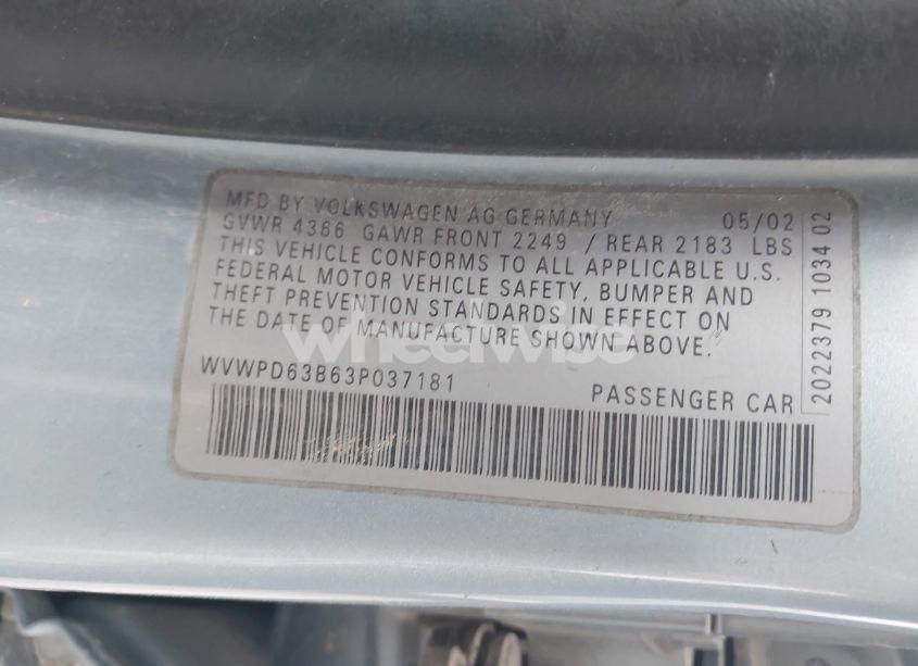 Photo 9 of 2003 Volkswagen Passat GLS (VIN WVWPD63B63P037181)