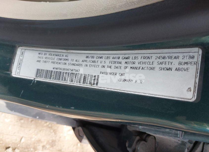 Photo 9 of 1999 Volkswagen Passat GLX (VIN WVWPD63B9XE507947)