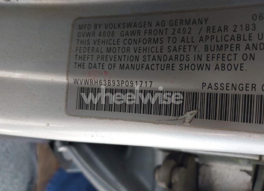 Photo 9 of 2003 Volkswagen Passat GLX (VIN WVWRH63B93P091717)