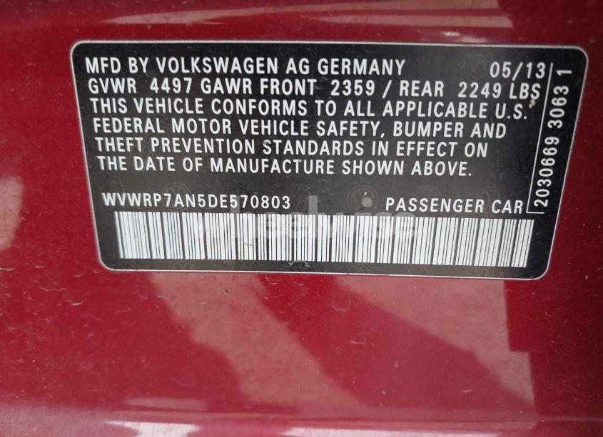 Photo 9 of 2013 Volkswagen Cc 2.0T LUX (VIN WVWRP7AN5DE570803)
