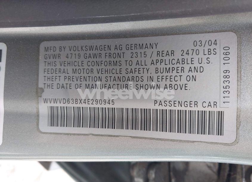 Photo 9 of 2004 Volkswagen Passat GLS (VIN WVWVD63BX4E290945)