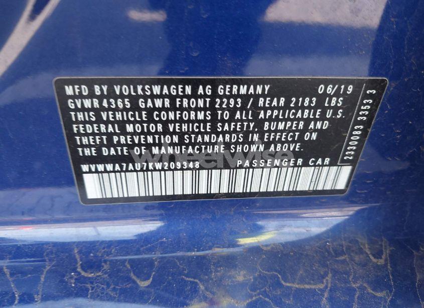 Photo 9 of 2019 Volkswagen Golf R 2.0T W/DCC NAVIGATION (VIN WVWWA7AU7KW209348)