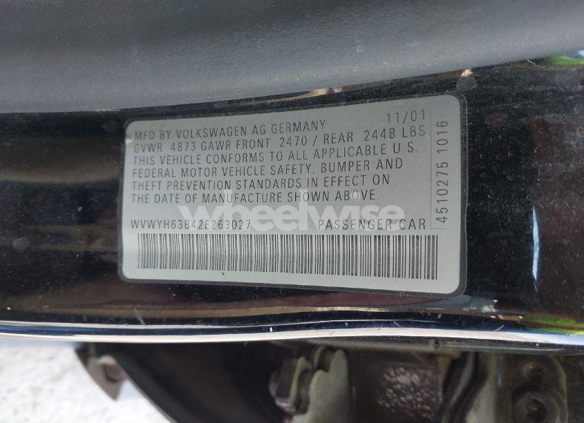 Photo 9 of 2002 Volkswagen Passat GLX (VIN WVWYH63B42E263027)