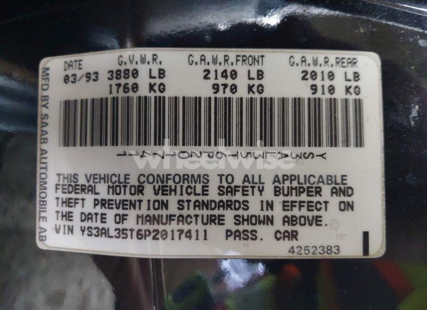 Photo 9 of 1993 Saab 900 COMMEMORATIVE (VIN YS3AL35T6P2017411)