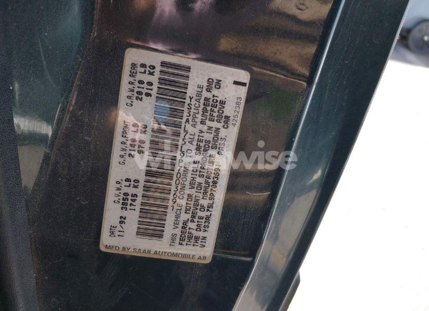 Photo 9 of 1993 Saab 900 (VIN YS3AL75L9P7003691)