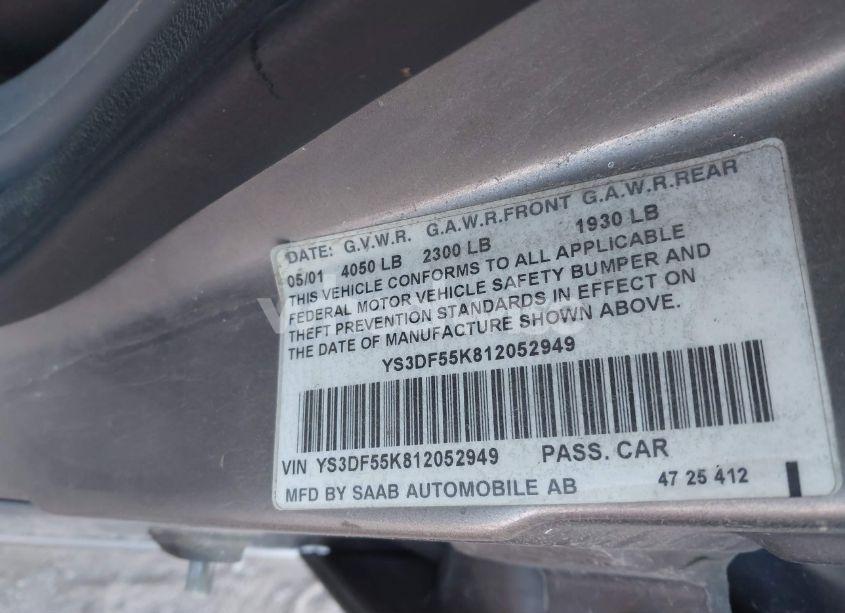 Photo 9 of 2001 Saab 9-3 SE (VIN YS3DF55K812052949)