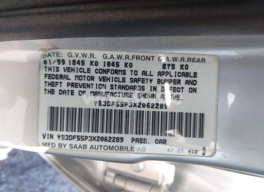 Photo 9 of 1999 Saab 9-3 SE (VIN YS3DF55P3X2062289)