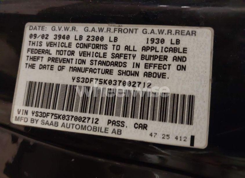 Photo 9 of 2003 Saab 9-3 SE (VIN YS3DF75K037002712)