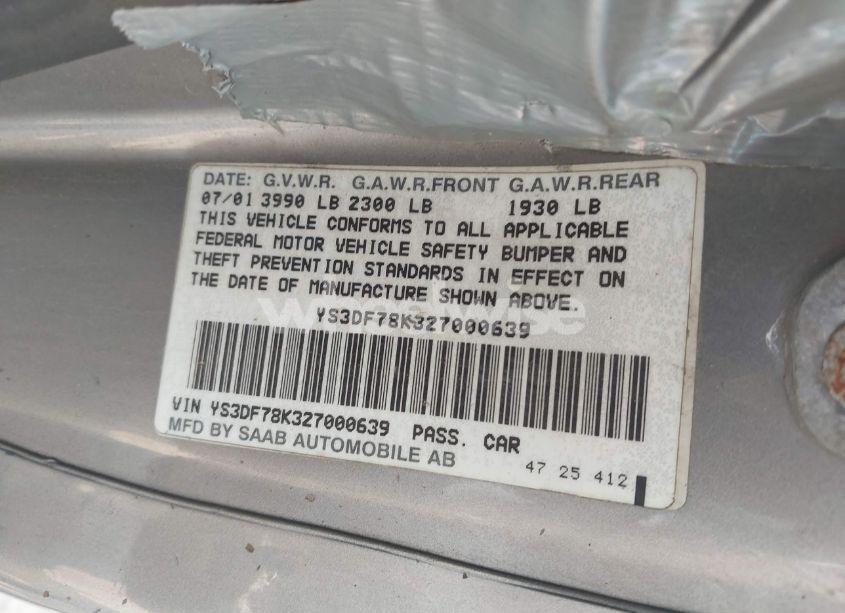 Photo 9 of 2002 Saab 9-3 SE (VIN YS3DF78K327000639)