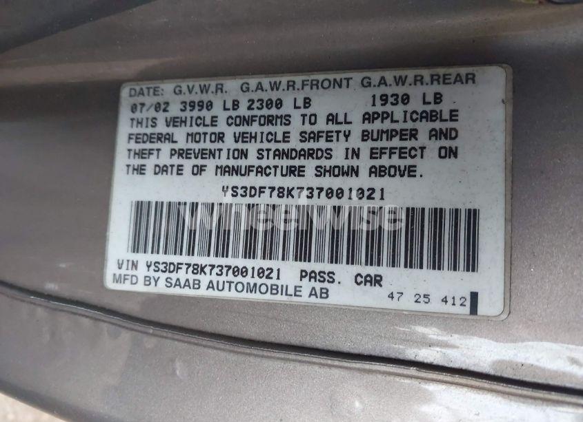 Photo 9 of 2003 Saab 9-3 SE (VIN YS3DF78K737001021)