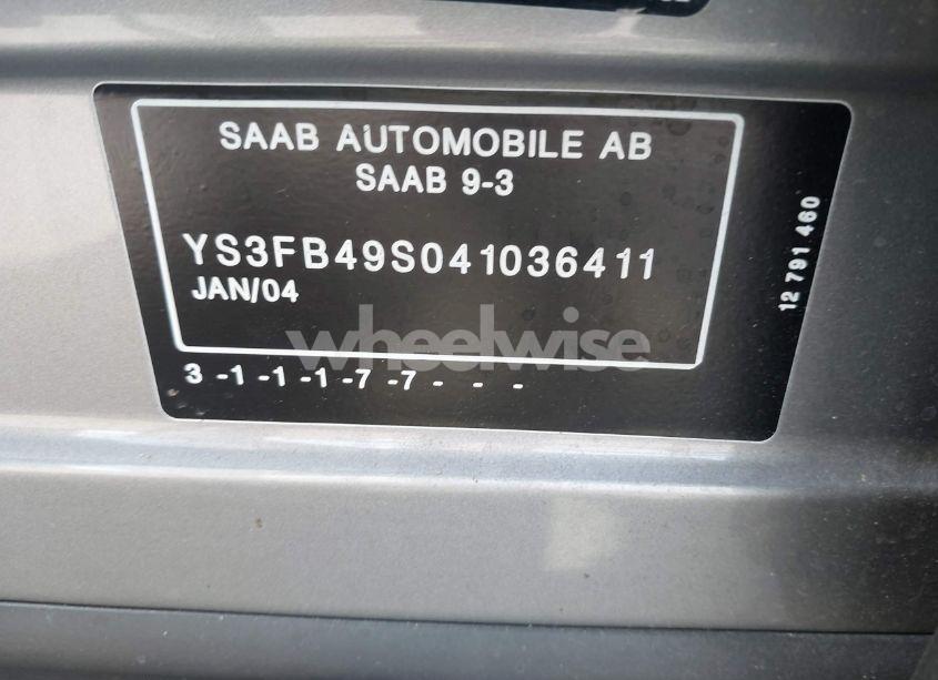 Photo 9 of 2004 Saab 9-3 LINEAR (VIN YS3FB49S041036411)