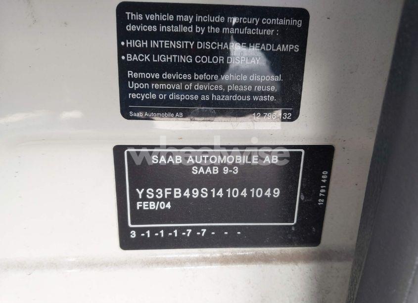 Photo 9 of 2004 Saab 9-3 LINEAR (VIN YS3FB49S141041049)
