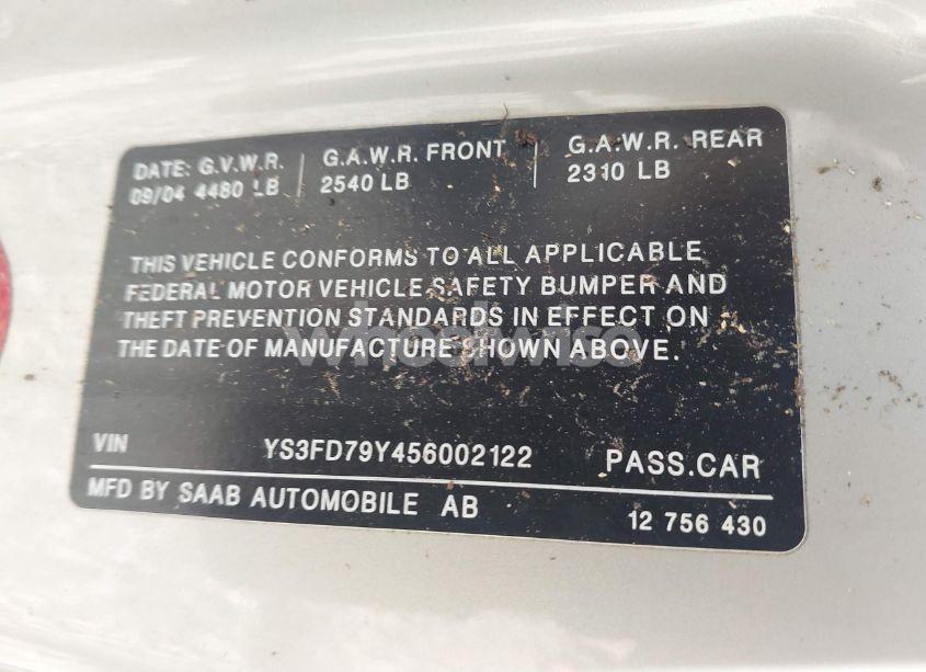 Photo 9 of 2005 Saab 9-3 ARC (VIN YS3FD79Y456002122)