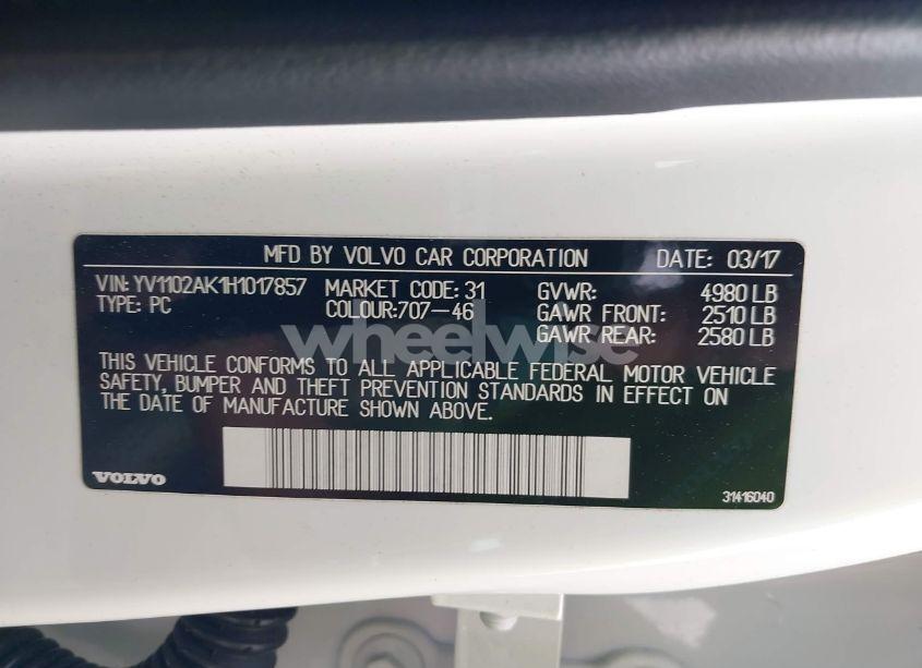 Photo 9 of 2017 Volvo S90 T5 MOMENTUM (VIN YV1102AK1H1017857)