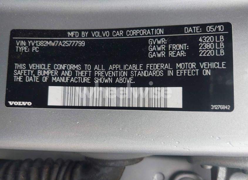 Photo 9 of 2010 Volvo V50 2.4I (VIN YV1382MW7A2577799)