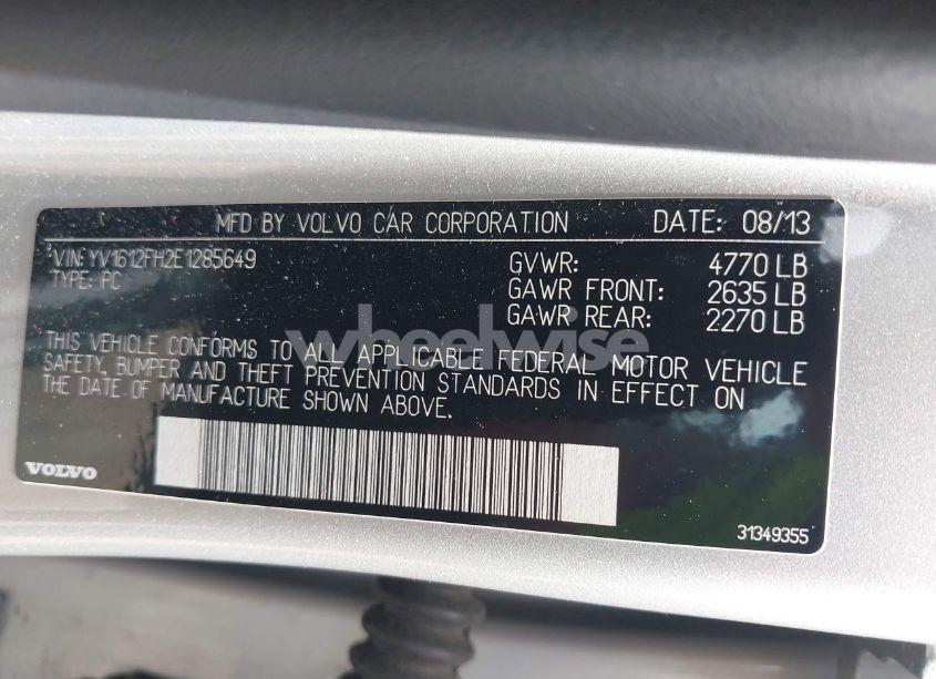 Photo 9 of 2014 Volvo S60 T5/T5 PLATINUM/T5 PREMIER/T5 PREMIER PLUS (VIN YV1612FH2E1285649)