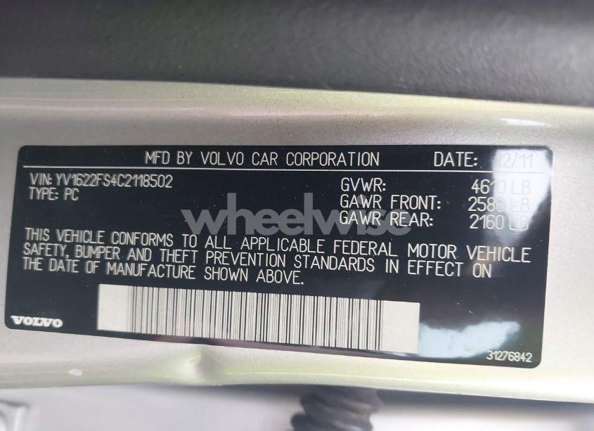 Photo 9 of 2012 Volvo S60 T5 (VIN YV1622FS4C2118502)