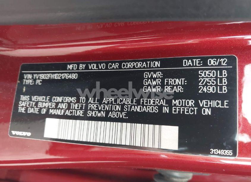 Photo 9 of 2013 Volvo S60 T6/T6 PLATINUM/T6 PREMIER PLUS/T6 R-DESIGN/T6 R-DESIGN PLATINUM (VIN YV1902FH1D2176480)