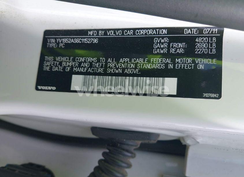 Photo 9 of 2012 Volvo S80 3.2/3.2 PLATINUM/3.2 PREMIER PLUS (VIN YV1952AS6C1152796)