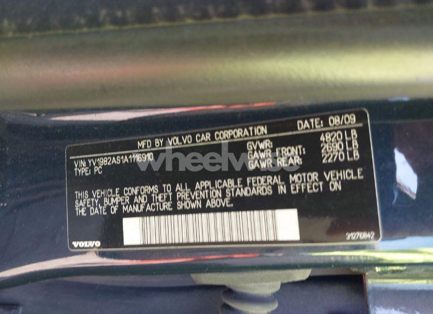 Photo 9 of 2010 Volvo S80 3.2 (VIN YV1982AS1A1116910)