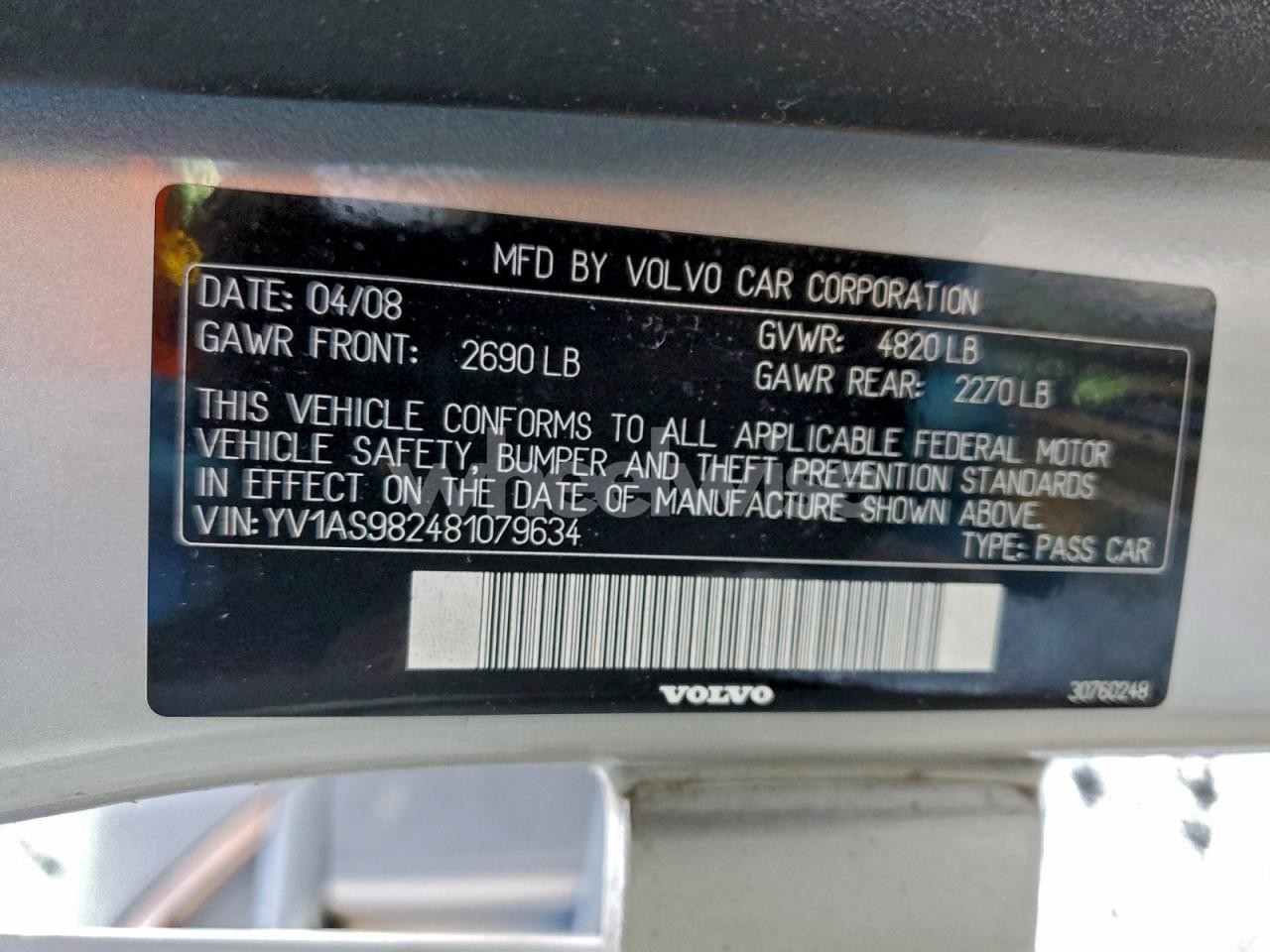 Photo 12 of 2008 VOLVO S80 3.2 (VIN YV1AS982481079634)