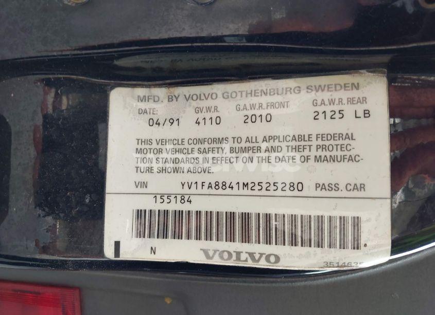 Photo 9 of 1991 Volvo 740 (VIN YV1FA8841M2525280)