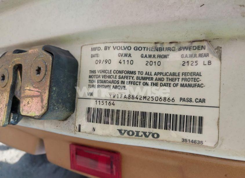 Photo 9 of 1991 Volvo 740 (VIN YV1FA8842M2506866)