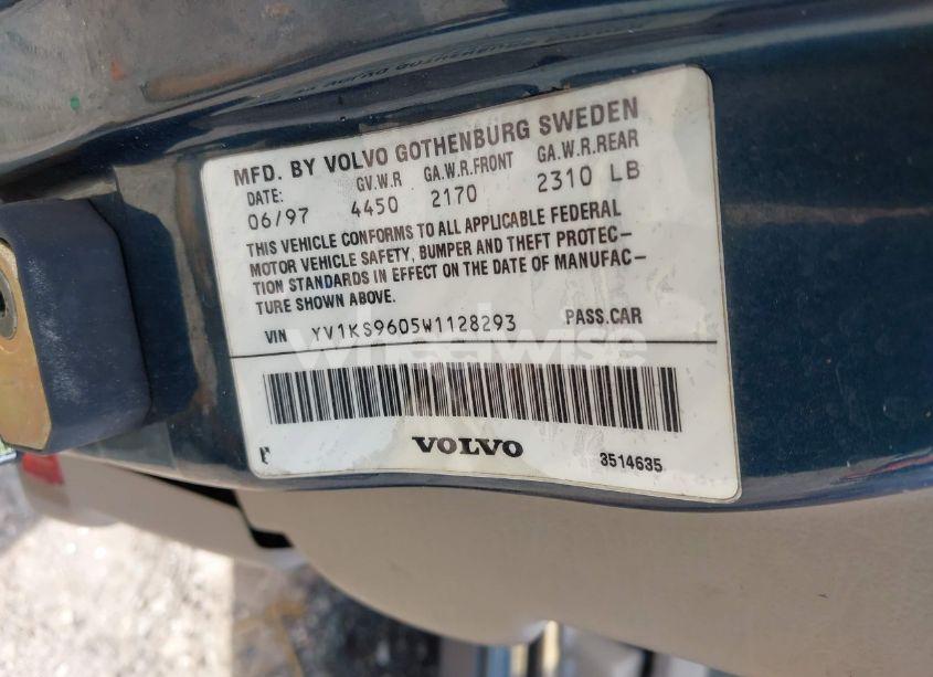 Photo 9 of 1998 Volvo S90 (VIN YV1KS9605W1128293)