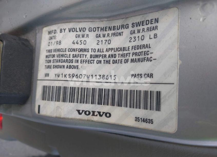 Photo 9 of 1998 Volvo S90 (VIN YV1KS9607W1138615)