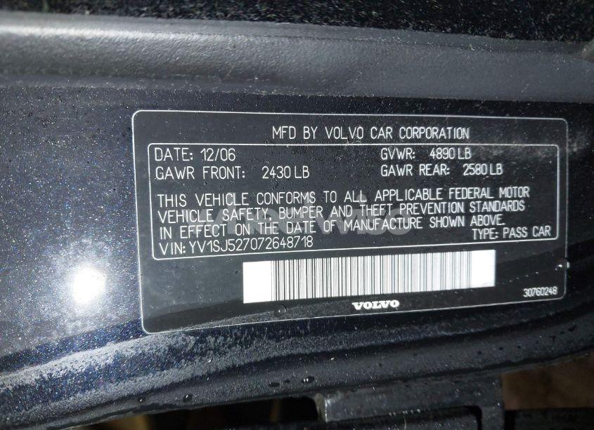 Photo 9 of 2007 Volvo V70 R (VIN YV1SJ527072648718)