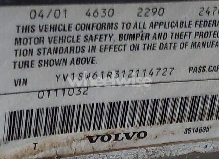 Photo 9 of 2001 Volvo V70 2.4 (VIN YV1SW61R312114727)