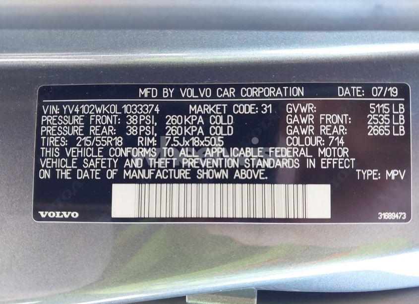 Photo 9 of 2020 Volvo V60 CROSS COUNTRY T5 (VIN YV4102WK0L1033374)