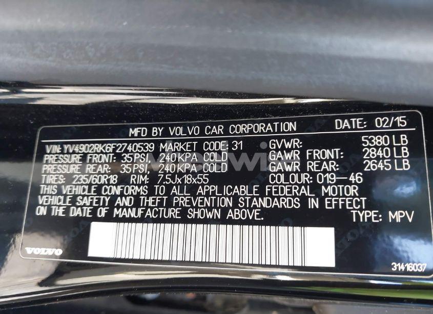 Photo 9 of 2015 Volvo Xc60 T6 (VIN YV4902RK6F2740539)