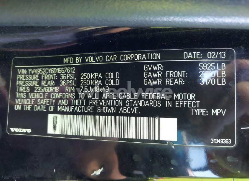Photo 9 of 2013 Volvo Xc90 3.2/3.2 PLATINUM/3.2 PREMIER PLUS (VIN YV4952CY6D1667612)