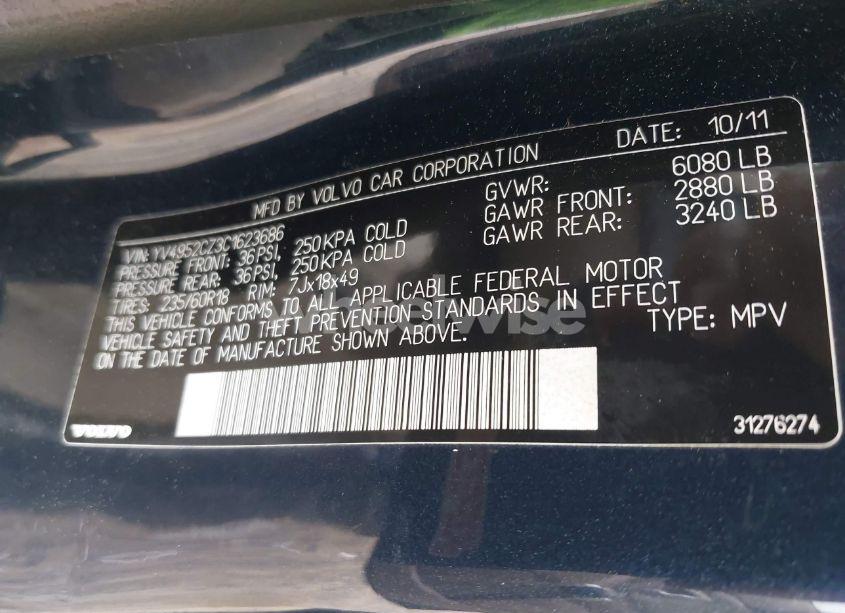 Photo 9 of 2012 Volvo Xc90 3.2/3.2 PLATINUM/3.2 PREMIER PLUS (VIN YV4952CZ3C1623686)
