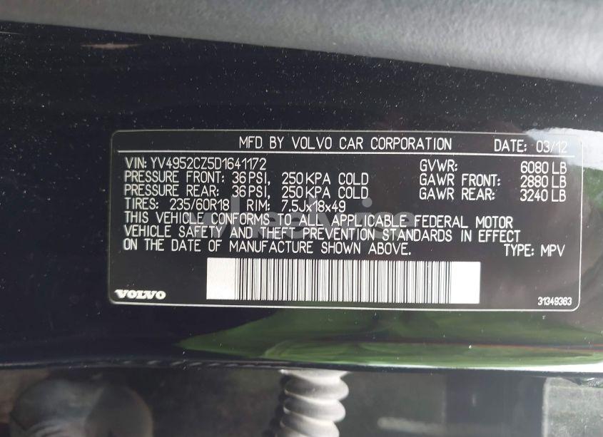 Photo 9 of 2013 Volvo Xc90 3.2/3.2 PLATINUM/3.2 PREMIER PLUS (VIN YV4952CZ5D1641172)