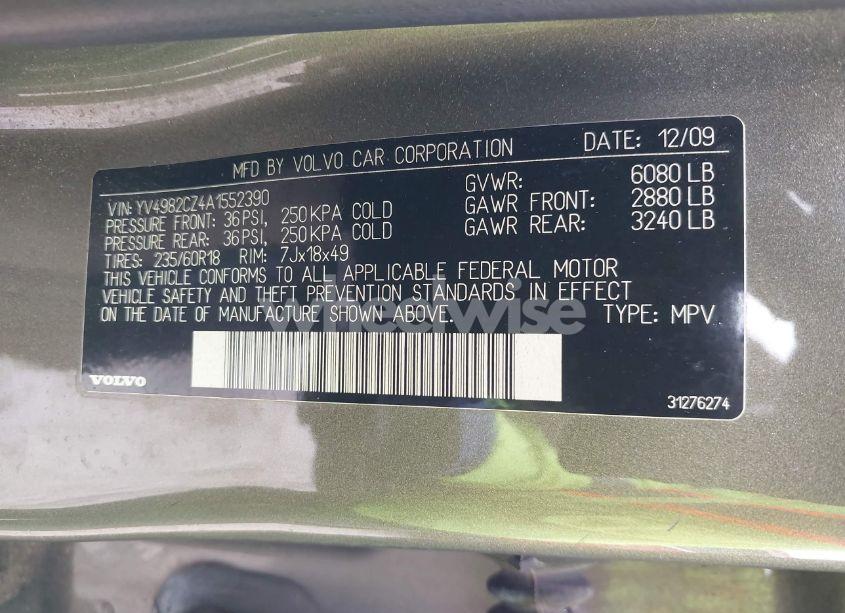 Photo 9 of 2010 Volvo Xc90 3.2 (VIN YV4982CZ4A1552390)