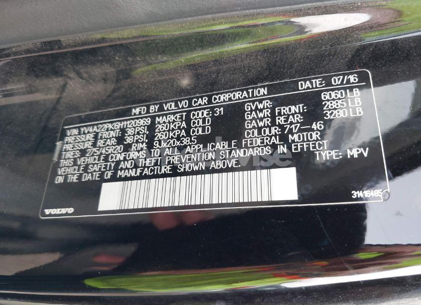 Photo 9 of 2017 Volvo Xc90 T6 MOMENTUM (VIN YV4A22PK6H1120969)