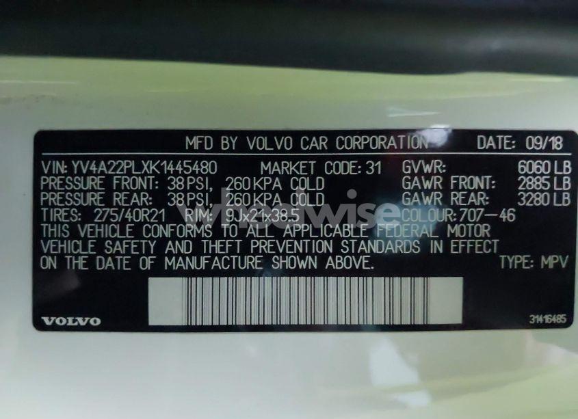 Photo 9 of 2019 Volvo Xc90 T6 INSCRIPTION (VIN YV4A22PLXK1445480)