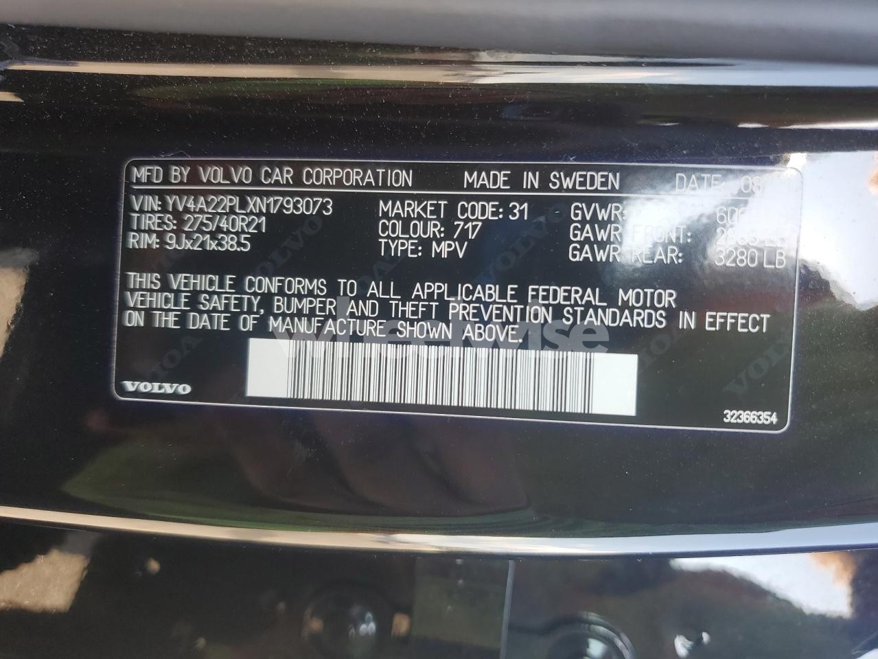 Photo 13 of 2022 VOLVO XC90 T6 INSCRIPTION (VIN YV4A22PLXN1793073)