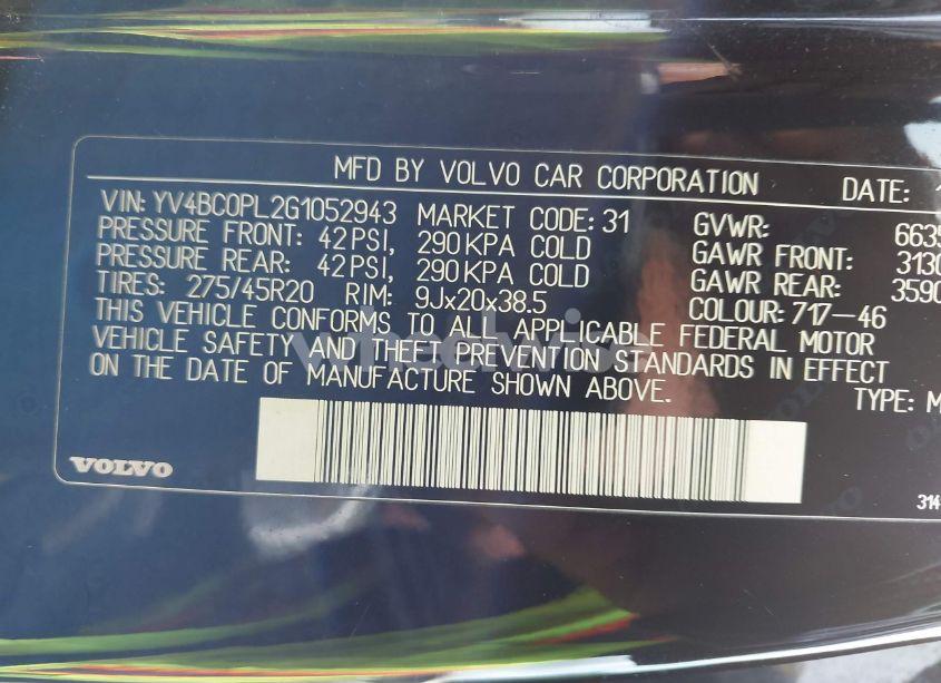 Photo 9 of 2016 Volvo Xc90 HYBRID T8 INSCRIPTION (VIN YV4BC0PL2G1052943)