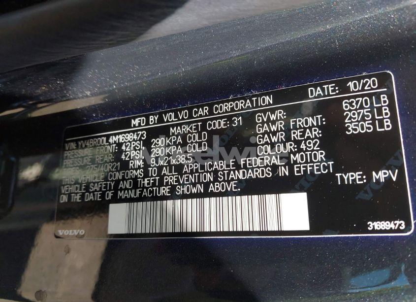 Photo 9 of 2021 Volvo Xc90 RECHARGE PLUG-IN HYBRID T8 INSCRIPTION 6 PASSENGER (VIN YV4BR00L4M1698473)