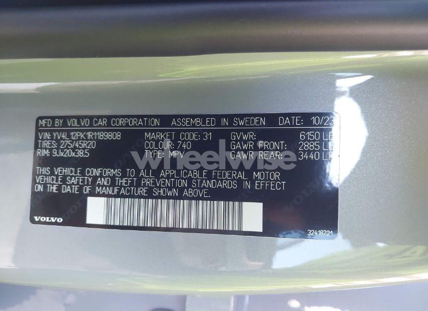 Photo 9 of 2024 Volvo Xc90 B5 CORE BRIGHT THEME (VIN YV4L12PK1R1189808)