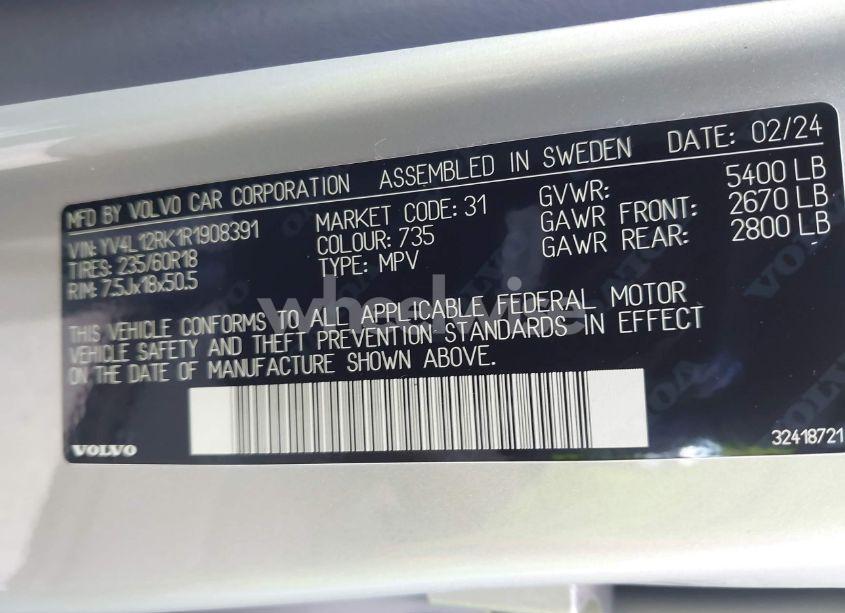 Photo 9 of 2024 Volvo Xc60 B5 CORE DARK THEME (VIN YV4L12RK1R1908391)